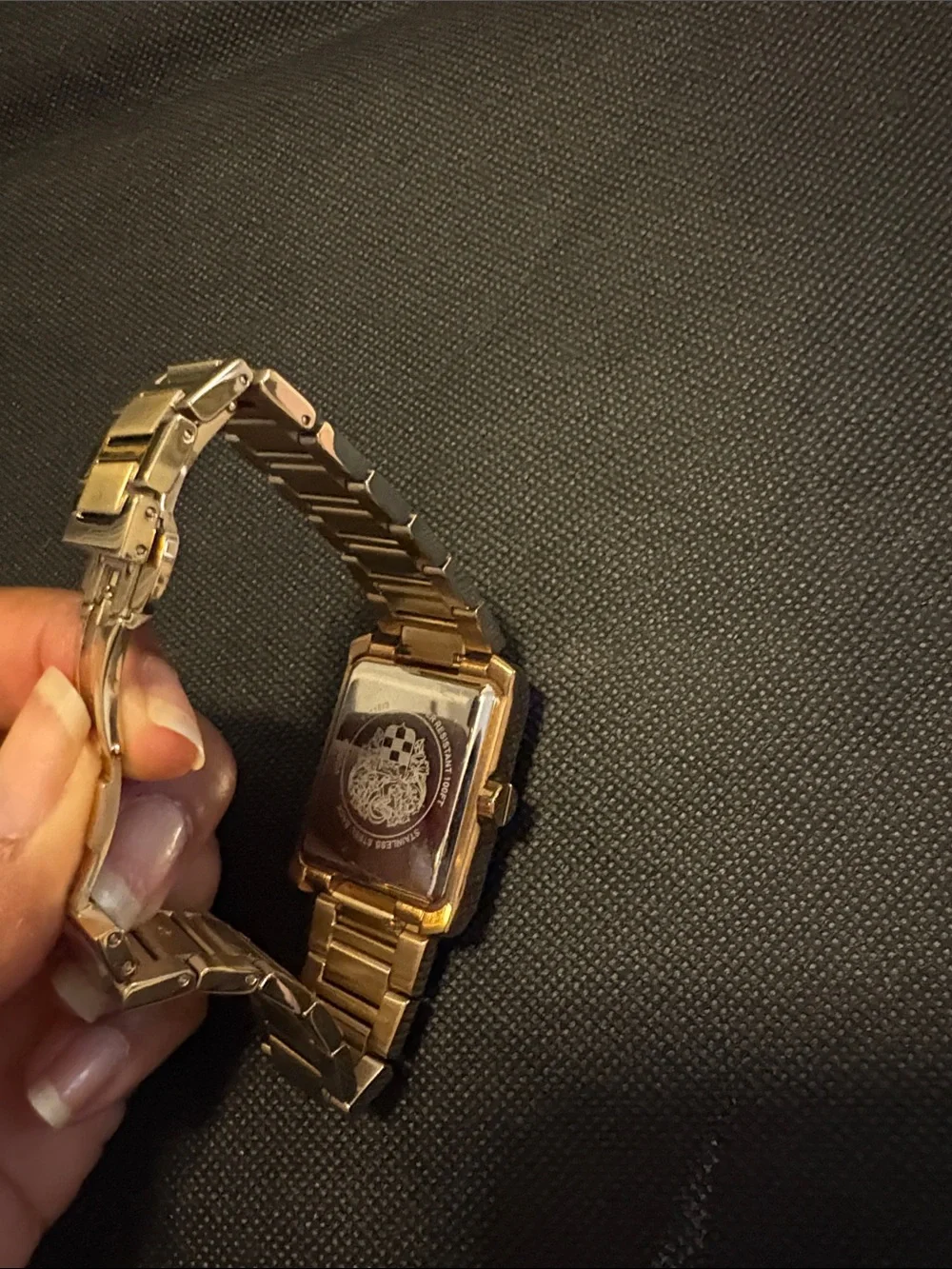 Vince Camuto Gold-Tone Rectangular Men's Bracelet Watch unisex